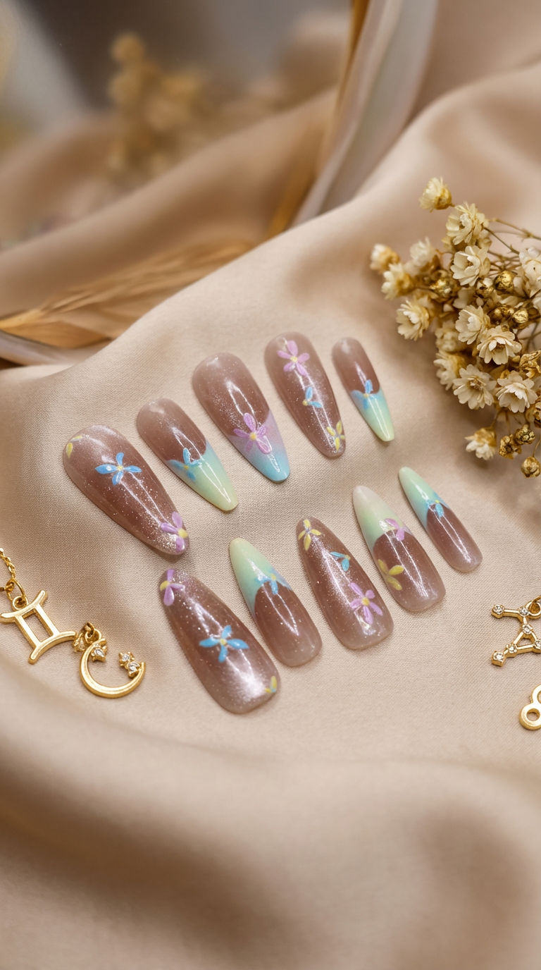 Taurus Press-On Nails Set | 30pcs Zodiac Nail Art – Slay Nails Gift Set