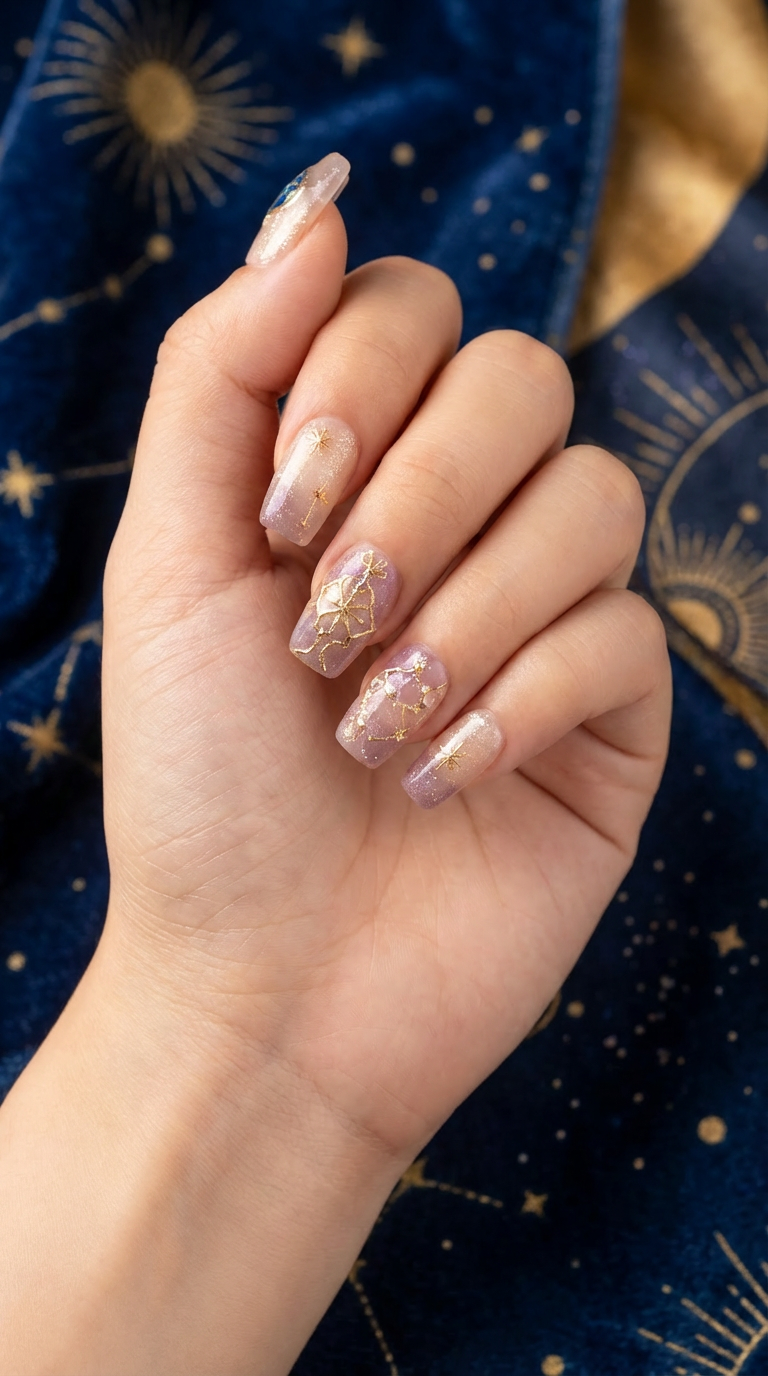 Sagittarius Press-On Nails Set | 30pcs Zodiac Nail Art – Slay Nails Gift Set