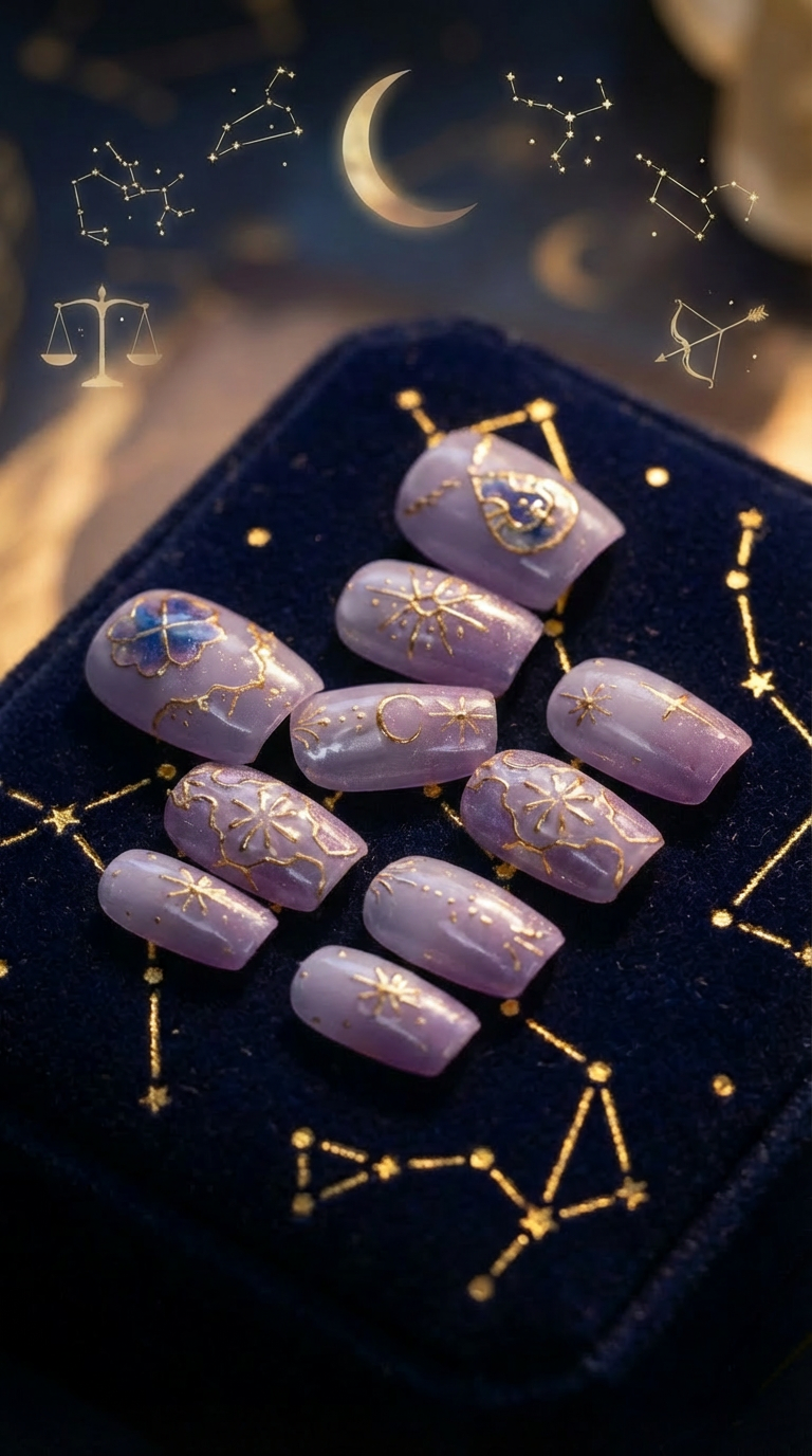Sagittarius Press-On Nails Set | 30pcs Zodiac Nail Art – Slay Nails Gift Set