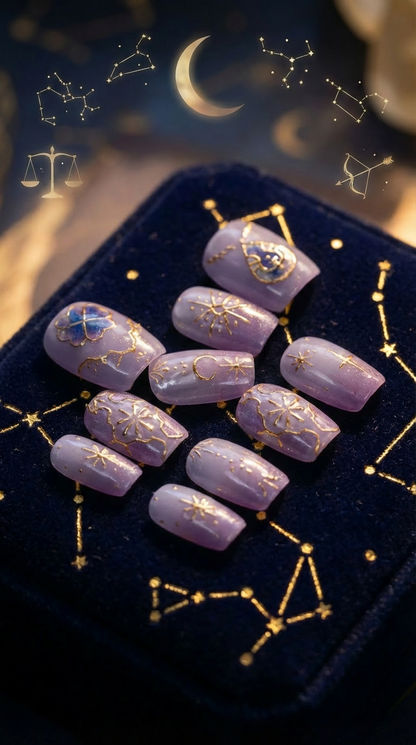 Sagittarius Press-On Nails Set | 30pcs Zodiac Nail Art – Slay Nails Gift Set