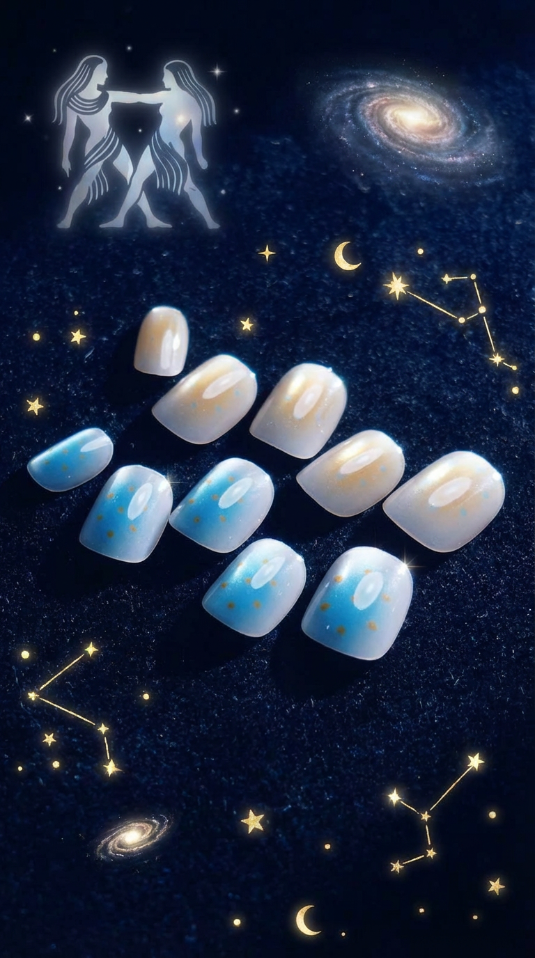 Gemini Press-On Nails Set | 30pcs Zodiac Nail Art – Slay Nails Gift Set