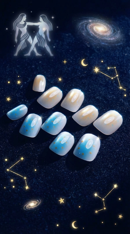 Gemini Press-On Nails Set | 30pcs Zodiac Nail Art – Slay Nails Gift Set