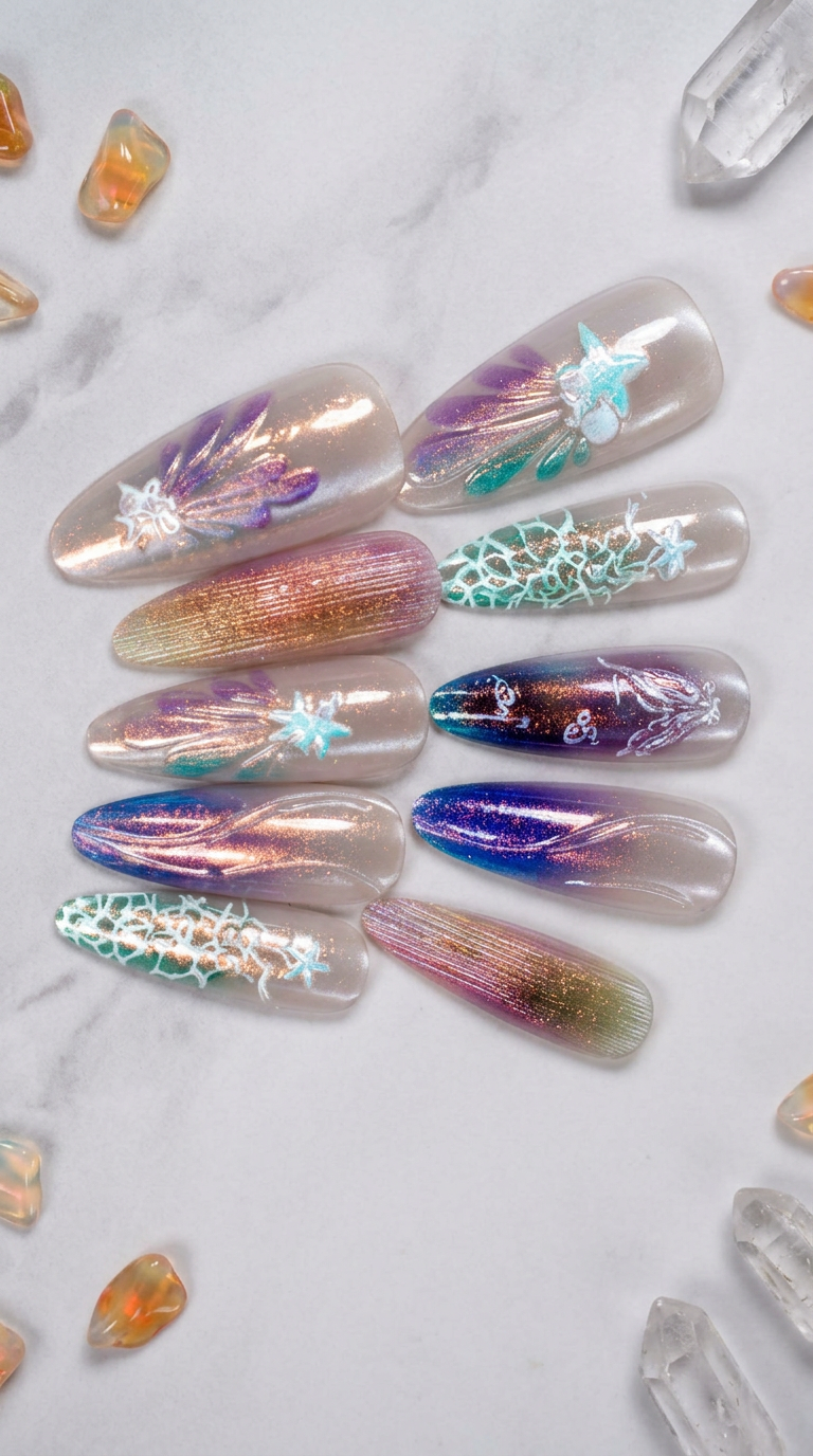Pisces Press-On Nails Set | 30pcs Zodiac  Nail Art – Slay Nails Gift Set