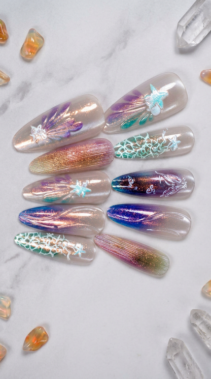Pisces Press-On Nails Set | 30pcs Zodiac  Nail Art – Slay Nails Gift Set