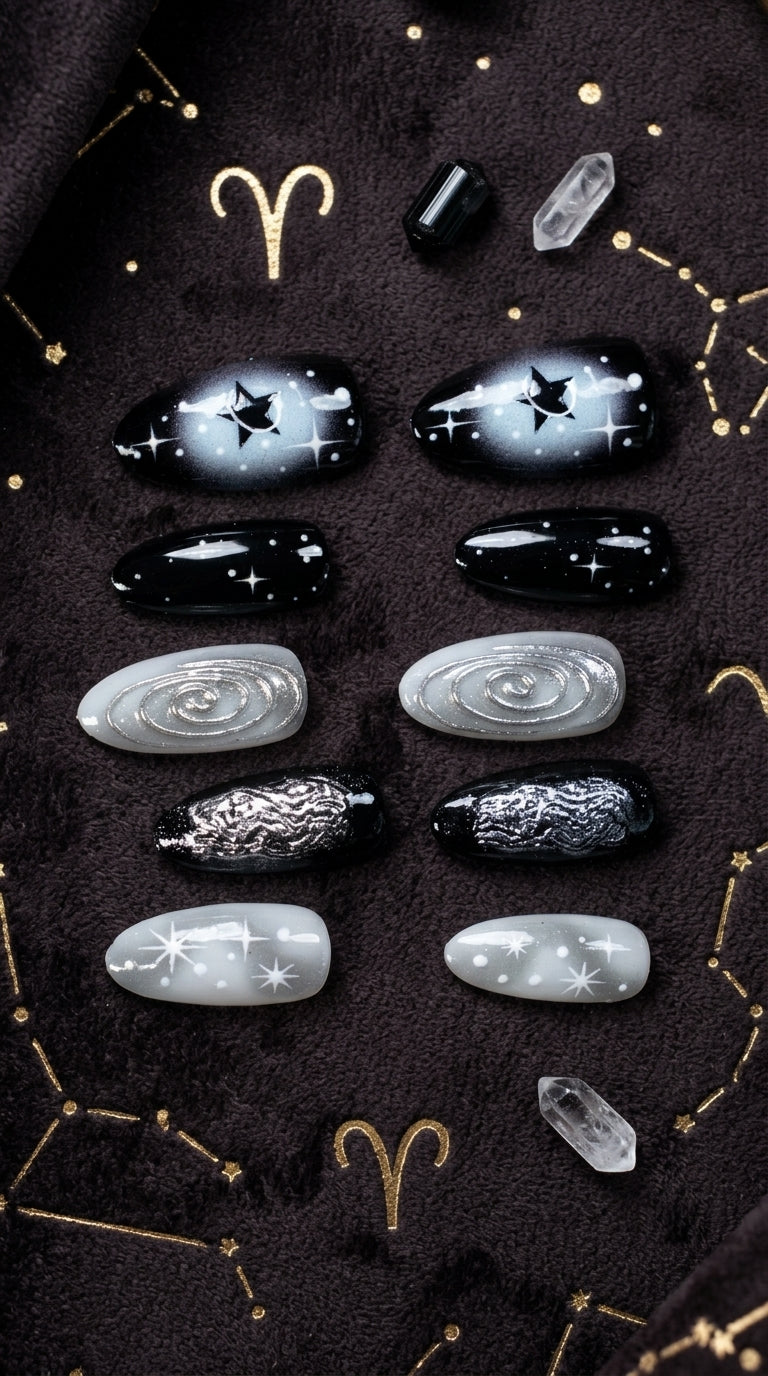 Aries Press-On Nails Set | 30pcs Zodiac Nail Art – Slay Nails Gift Set