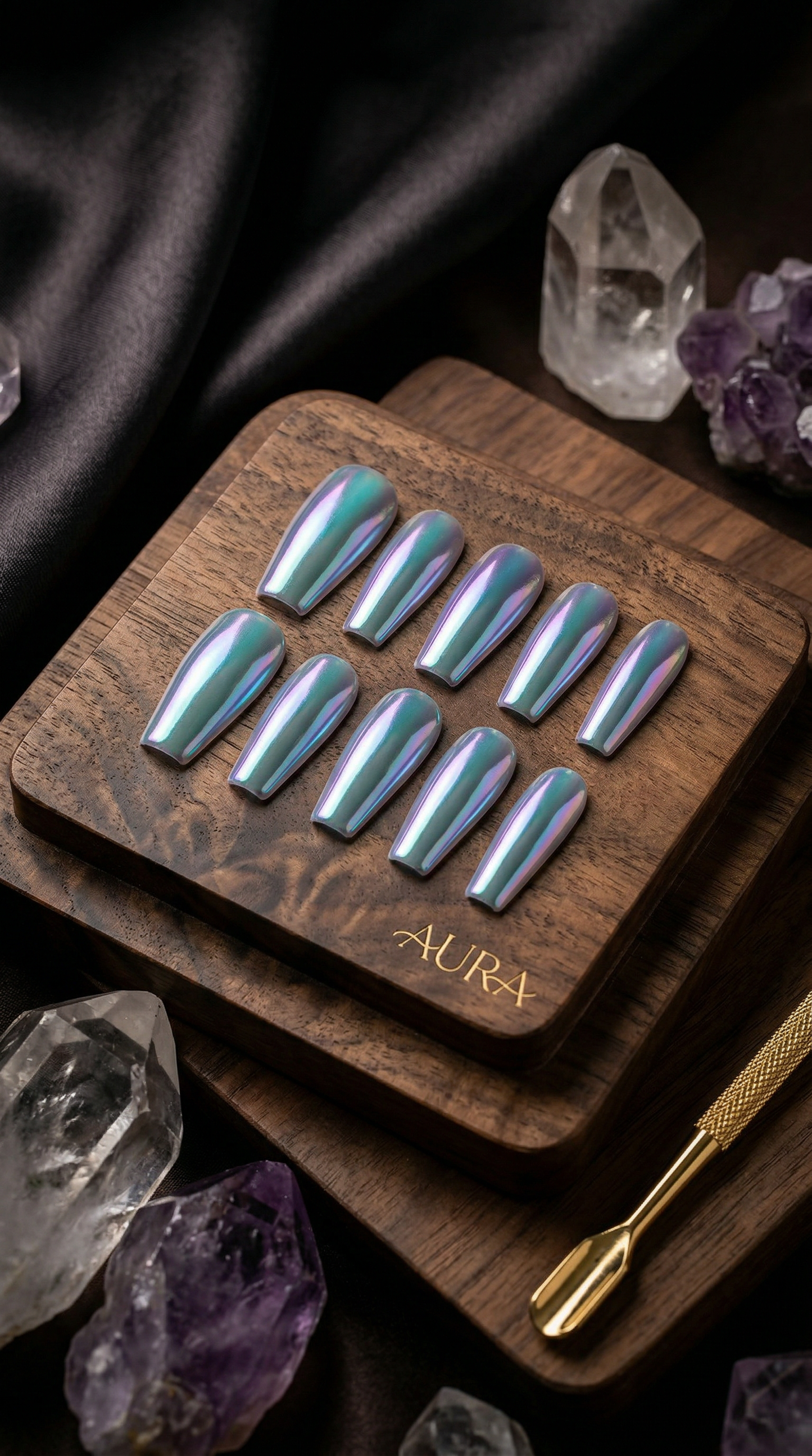 Aurora Blue Press-On Nails Set | 30pcs – Slay Nails Gift Set