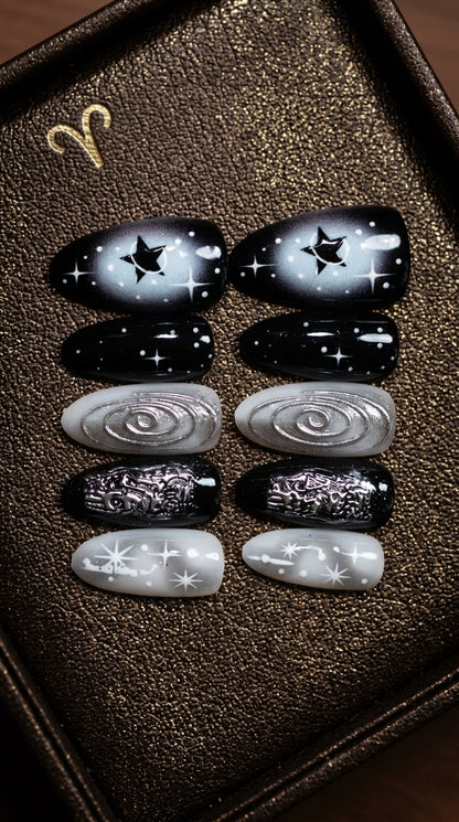 Aries Press-On Nails Set | 30pcs Zodiac Nail Art – Slay Nails Gift Set