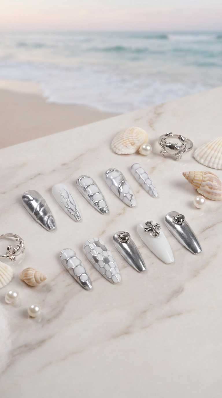 Cancer Press-On Nails Set | 30pcs Zodiac Nail Art – Slay Nails Gift Set