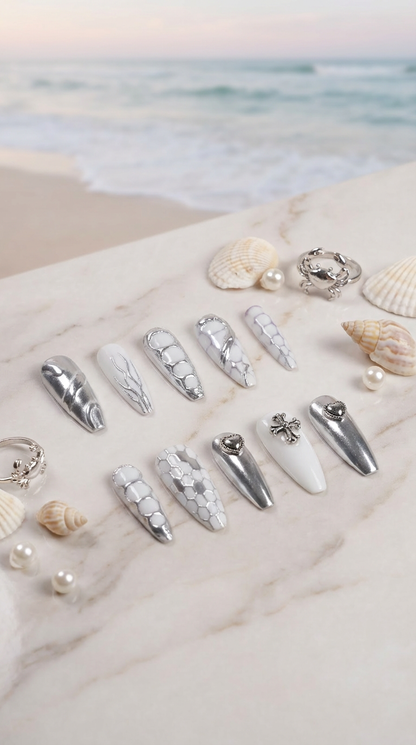 Cancer Press-On Nails Set | 30pcs Zodiac Nail Art – Slay Nails Gift Set