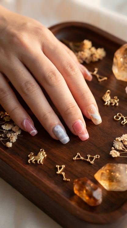 Leo Press-On Nails Set | 30pcs Zodiac Nail Art – Slay Nails Gift Set