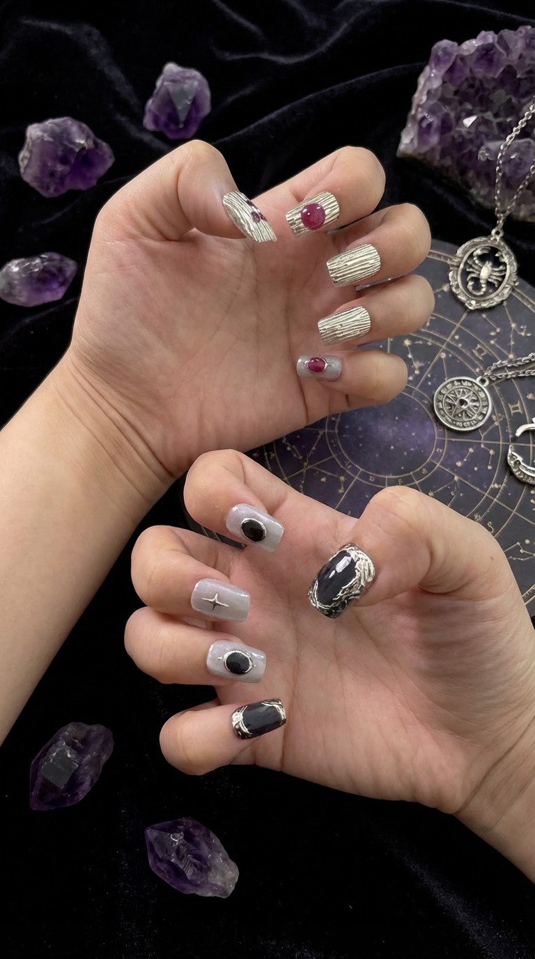 Scorpio Press-On Nails Set | 30pcs Zodiac Nail Art – Slay Nails Gift Set