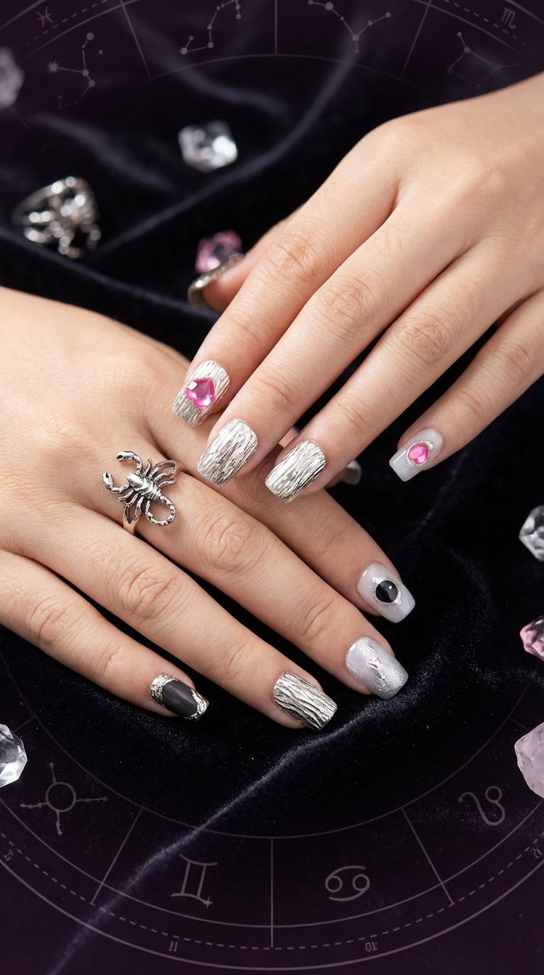 Scorpio Press-On Nails Set | 30pcs Zodiac Nail Art – Slay Nails Gift Set