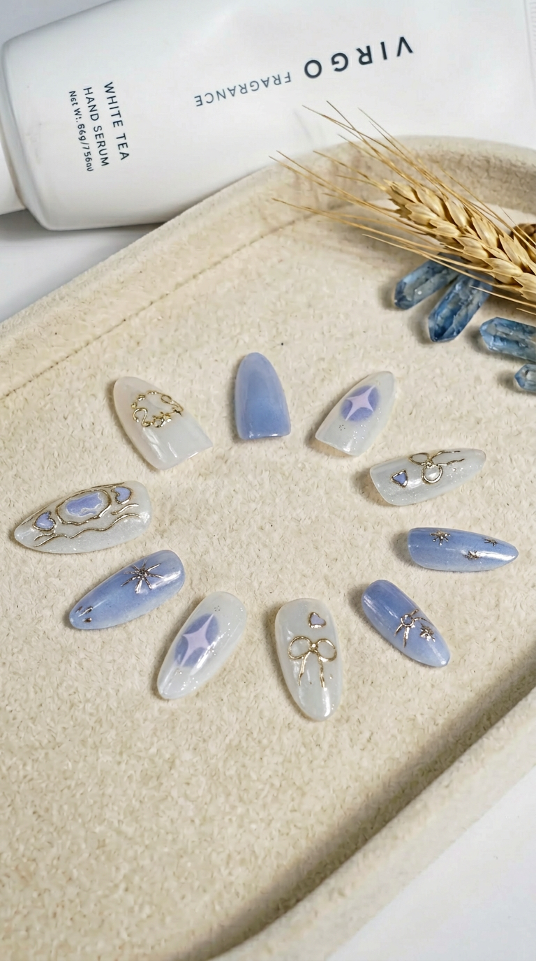Virgo Press-On Nails Set | 30pcs Zodiac Nail Art – Slay Nails Gift Set