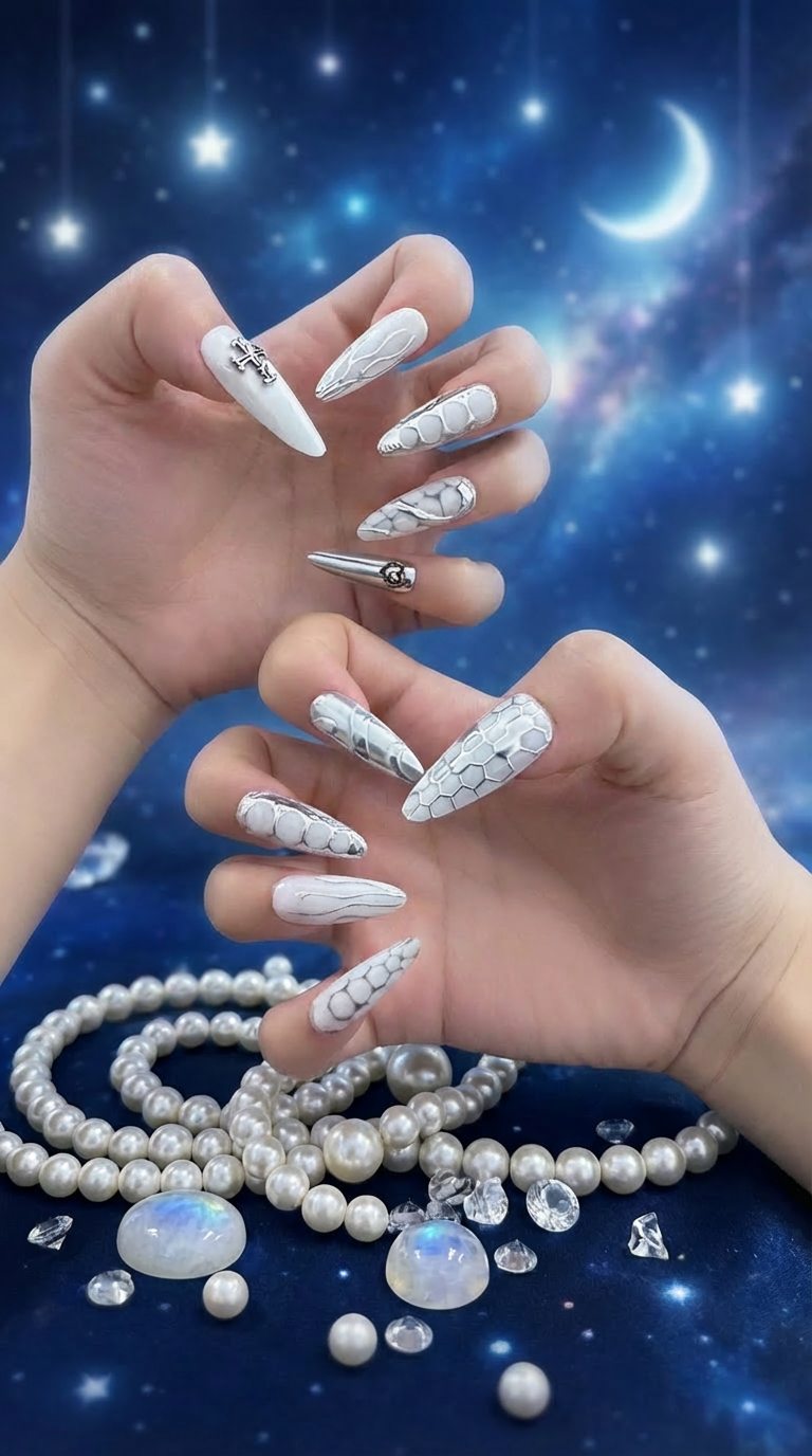 Cancer Press-On Nails Set | 30pcs Zodiac Nail Art – Slay Nails Gift Set