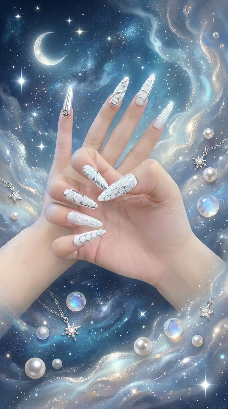 Cancer Press-On Nails Set | 30pcs Zodiac Nail Art – Slay Nails Gift Set