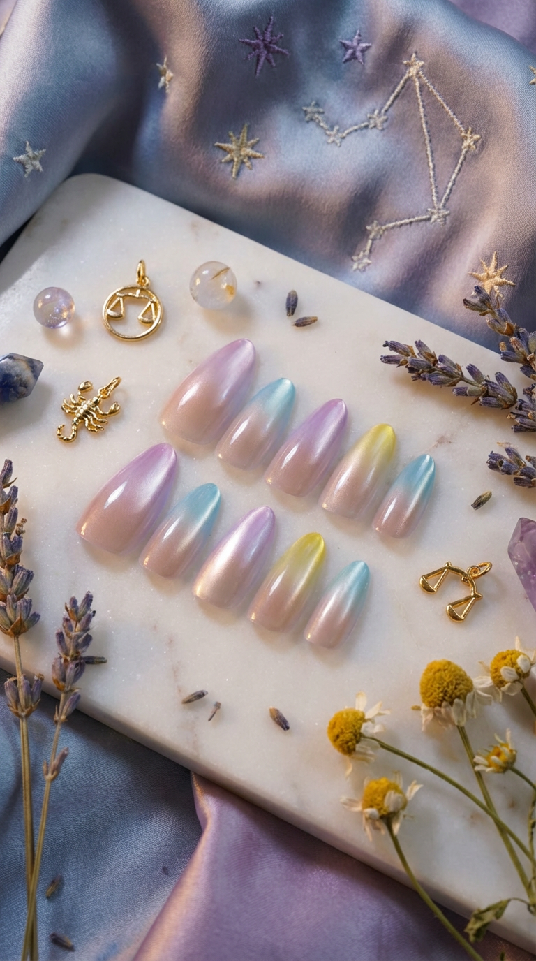 Libra Press-On Nails Set | 30pcs Zodiac Nail Art – Slay Nails Gift Set