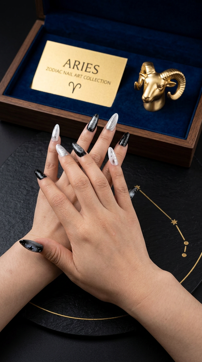 Aries Press-On Nails Set | 30pcs Zodiac Nail Art – Slay Nails Gift Set