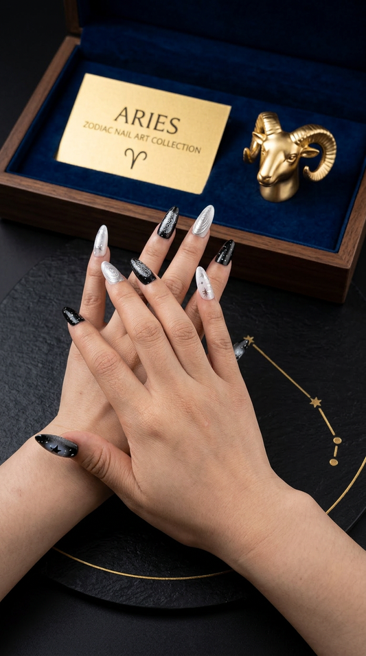 Aries Press-On Nails Set | 30pcs Zodiac Nail Art – Slay Nails Gift Set