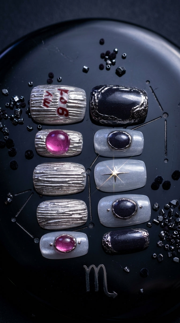 Scorpio Press-On Nails Set | 30pcs Zodiac Nail Art – Slay Nails Gift Set