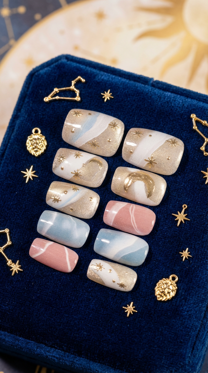Leo Press-On Nails Set | 30pcs Zodiac Nail Art – Slay Nails Gift Set