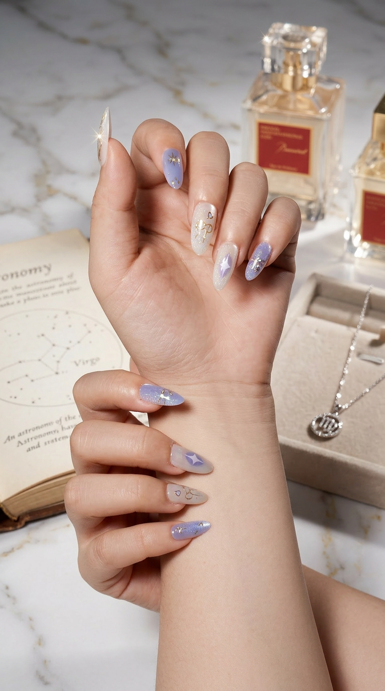 Virgo Press-On Nails Set | 30pcs Zodiac Nail Art – Slay Nails Gift Set