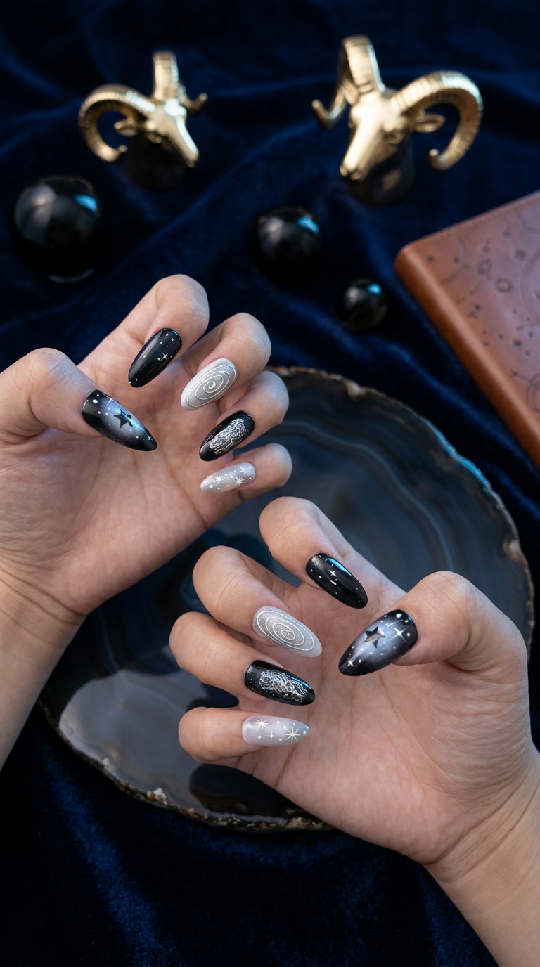 Aries Press-On Nails Set | 30pcs Zodiac Nail Art – Slay Nails Gift Set