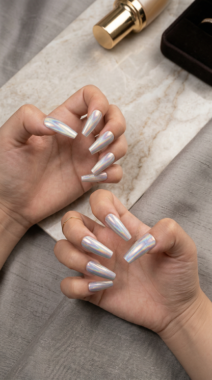 Aurora Blue Press-On Nails Set | 30pcs – Slay Nails Gift Set