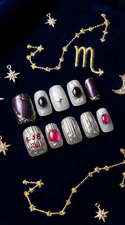 Scorpio Press-On Nails Set | 30pcs Zodiac Nail Art – Slay Nails Gift Set