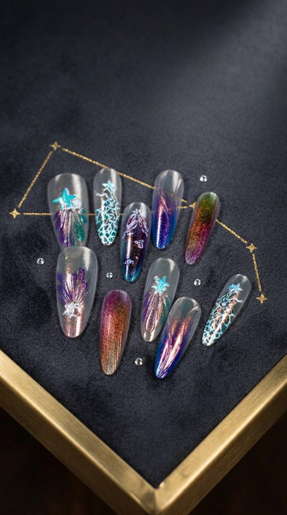 Pisces Press-On Nails Set | 30pcs Zodiac  Nail Art – Slay Nails Gift Set