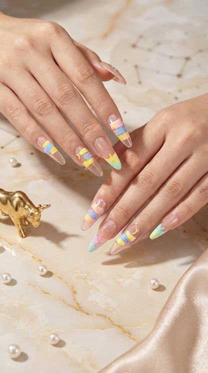 Taurus Press-On Nails Set | 30pcs Zodiac Nail Art – Slay Nails Gift Set