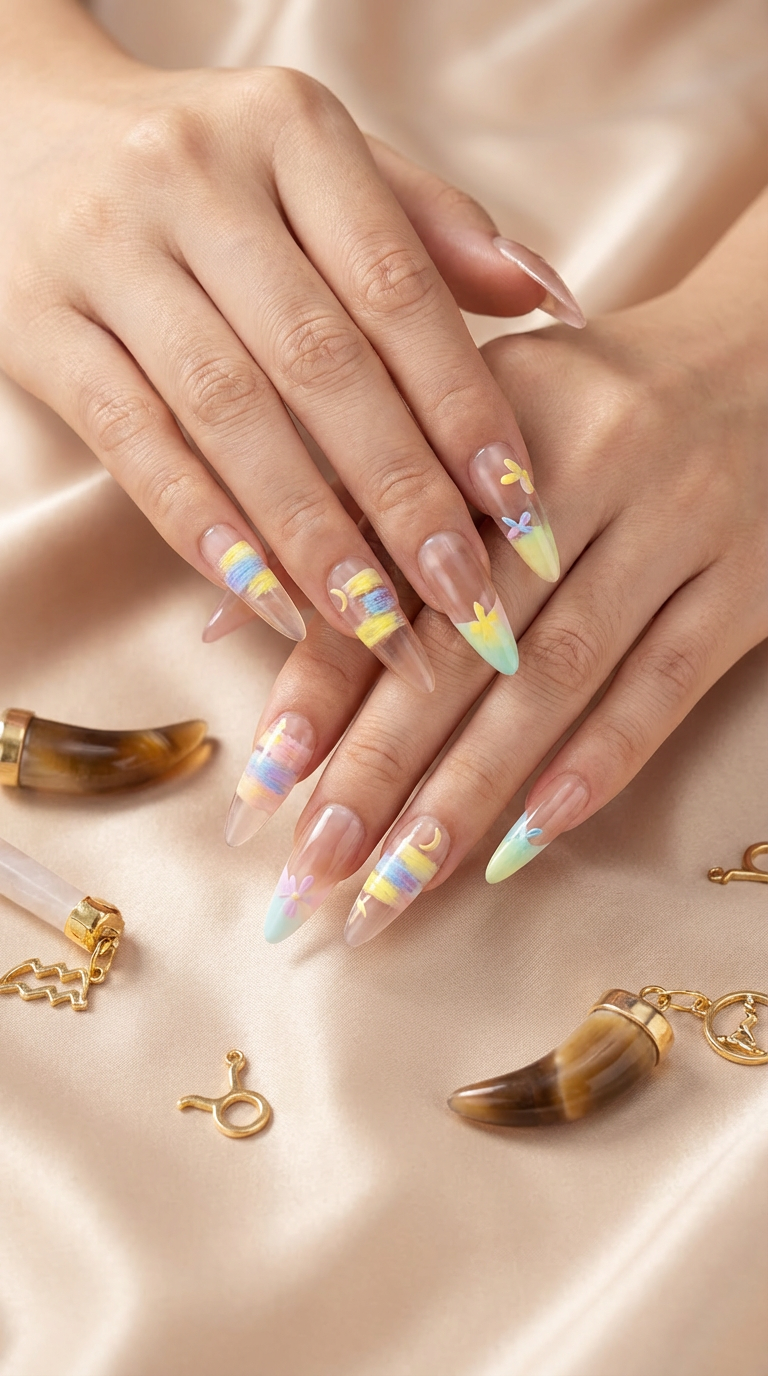 Taurus Press-On Nails Set | 30pcs Zodiac Nail Art – Slay Nails Gift Set