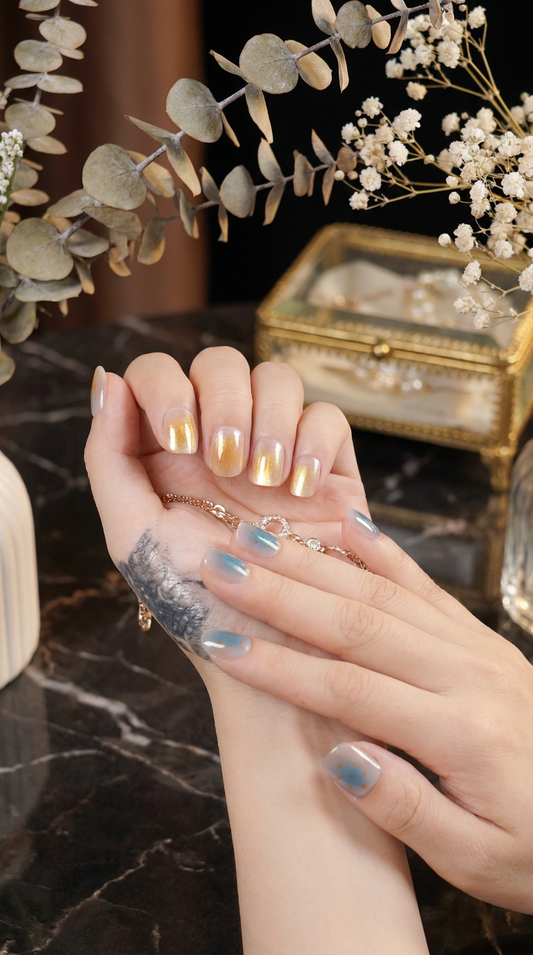 Gemini Press-On Nails Set | 30pcs Reusable Zodiac Nail Set